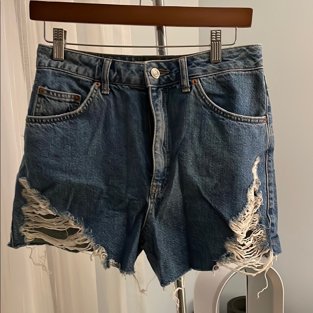 Topshop Distressed Denim Shorts